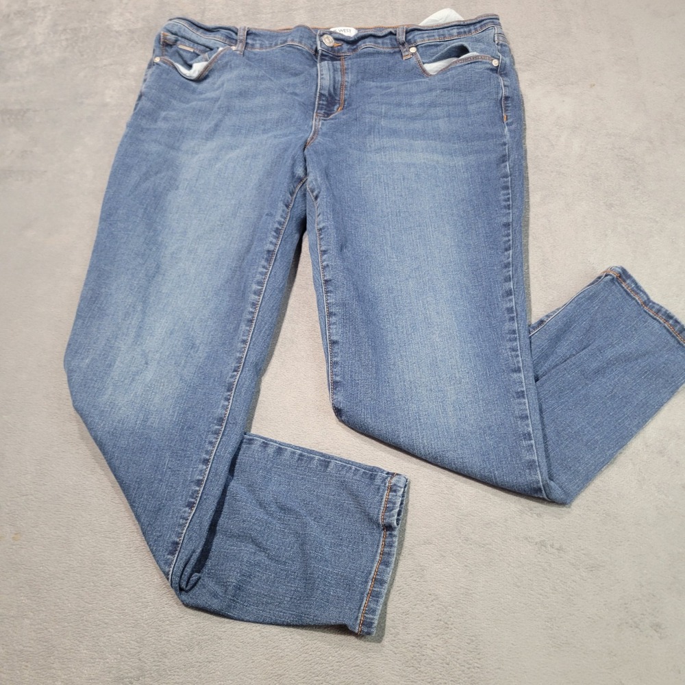 Nine‎ West Jeans Womens 16W Blue Cigarette High Rise Skinny Stretch Denim Plus